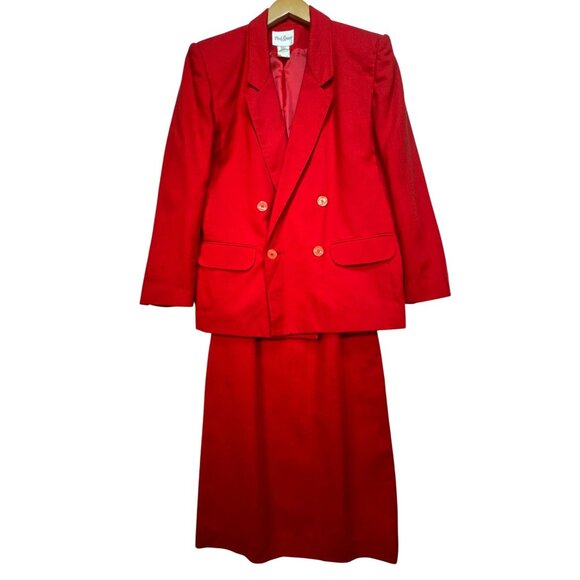 Vintage Park Square Womens Blazer & Pencil Skirt Set Size 6 Red Formal - Picture 1 of 15